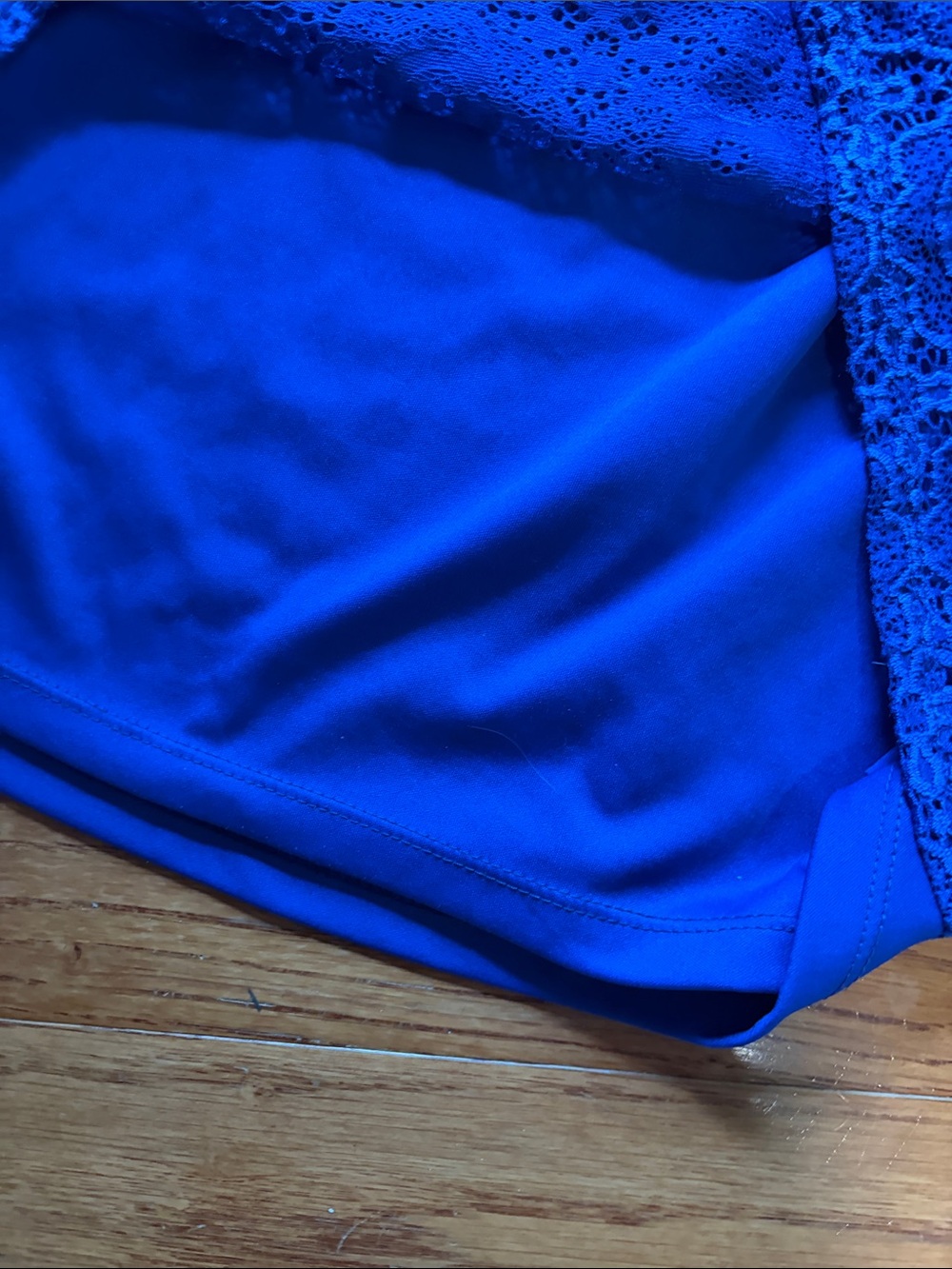 mandee Royal Blue Lace Cap-Sleeve Top - Picture 5 of 6